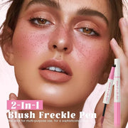 Freckle Blush Pen, 2in1 Light Brown Faux Freckle Stamp Pen Soft Pink Liquid Blush for Summer Sunkissed Makeup, Natural Lif...