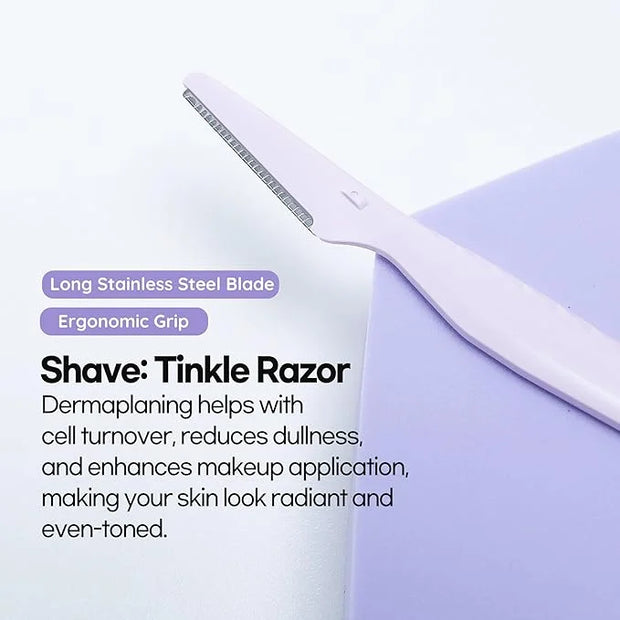 epielle & Tinkle Complete Safe Dermaplane Starter Kit: Safe Facial Renewal System Cleanser, Multi-Balm, Dermaplane Tool, H...