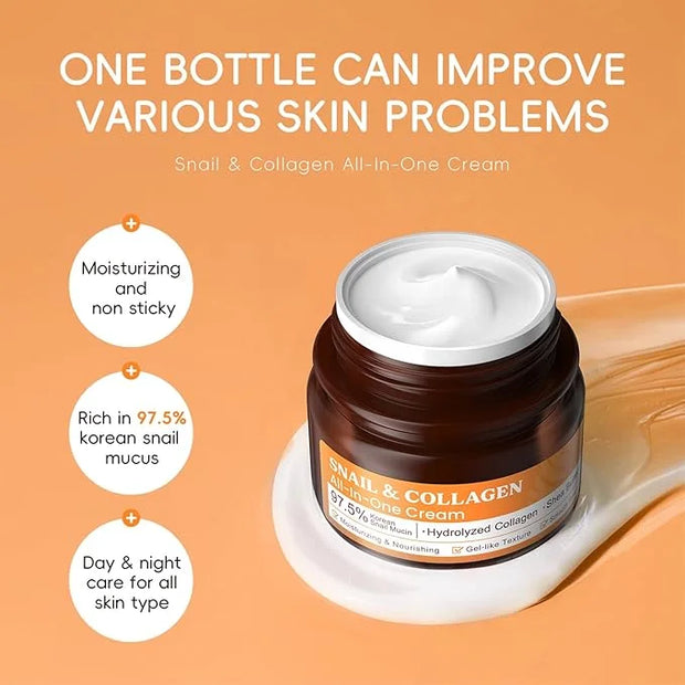 All About Snail Mucin Kit Korean Skin Care Set, Collagen Skincare Gift Set Hydrating & Lifting Skin, Snail Skin Care Produ...