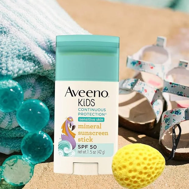 Kids Sunscreen | Bundled With Bath Sponge - Broad-Spectrum Spf 50, Zinc Oxide Kids Mineral Sunscreen, Sunblock Stick For S...