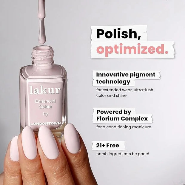 LONDONTOWN lakur Nail Polish - Chip-Resistant, Non-Toxic, Conditions & Hydrates Nails | Glossy Neutral Macaroon at Noon Cr...