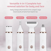 4-in-1 Facial Hair Removal for Women, Electric Painless Shaver, USB Rechargeable, Lip Chin Cheek Trimmer - Product Image