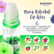 Blossom Roll on Lip Gloss, Scented Clear High Shine Moisturizing Lip Oil, Non Sticky, Infused with Real Flowers, Made in U...