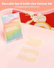 Reusable Eye and Smile Line Patches - 2 Pairs Silicone Under Eye Patches and Nasolabial Folds Patches, Reusable Eye Mask, ...