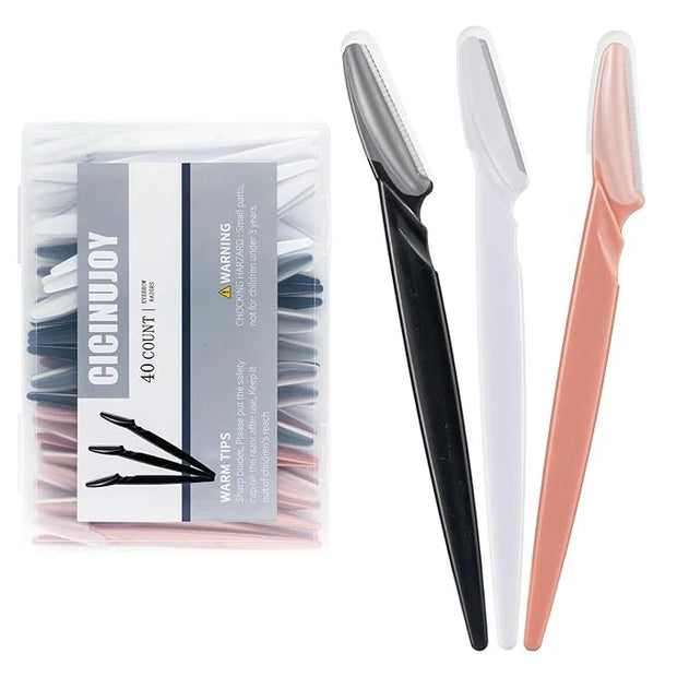 40pcs Eyebrow Razor for Women, Face Shaver Kit Dermaplaning Tool for Peach Fuzz Removal, Stainless Steel Blades with Prote...