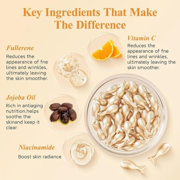 HKH Vitamin C Super Serum for Face - Anti Aging Vitamin E Facial Serum Capsules with Niacinamide, Vit C Serum Oil for Wome...