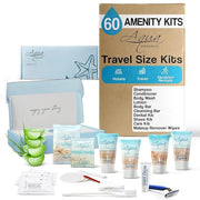 Aqua Organics Amenity & Accessory Kit | 1 oz Shampoo, Conditioner, Lotion, Body Wash, Body Bar, Cleansing Bar, Shave & Den...
