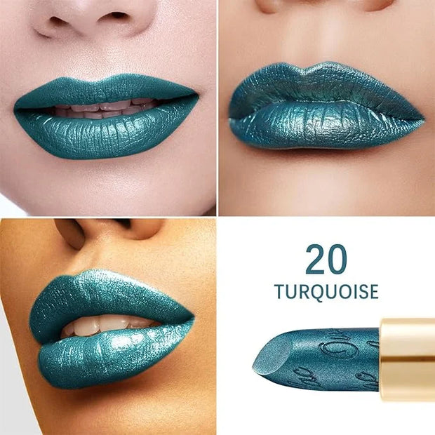Oulac Metallic Green Lipstick for Women with Metallic 3D Shine, Lightweight Hydrating Formula, High-Impact Lip Color, Vega...