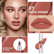 evpct Silky Smooth Lip Liner Pencil Retractable, Dark Orange Lip Liner Creamy Long-Lasting Formula for Precision Contourin...