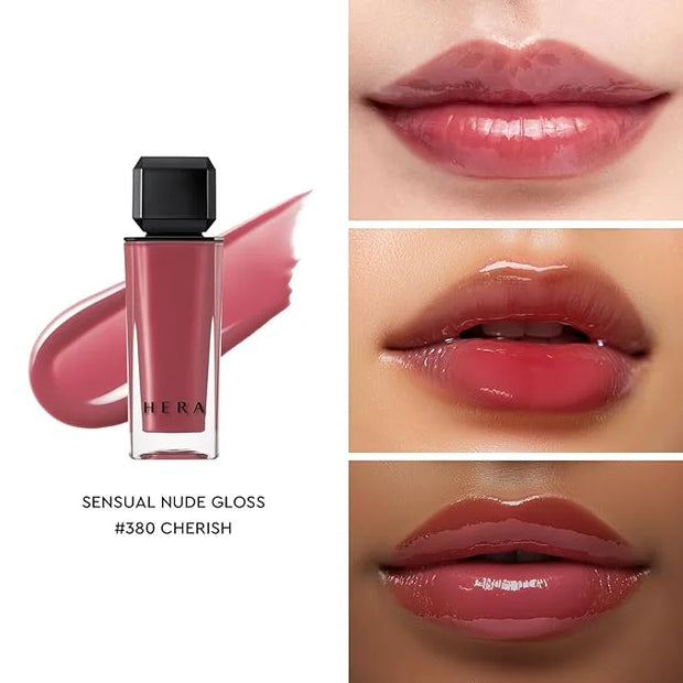 HERA Sensual Nude Lip Gloss #380 CHERISH | Volumizing Sheer & Glossy Finish, Non-sticky, Moisturizing and Hydrating, Korea...