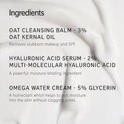 The INKEY List Starter Set, Oat Cleansing Balm, Hyaluronic Acid Serum & Omega Water Cream, Nourishing Skincare Set, Gentle...