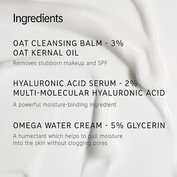 The INKEY List Starter Set, Oat Cleansing Balm, Hyaluronic Acid Serum & Omega Water Cream, Nourishing Skincare Set, Gentle...
