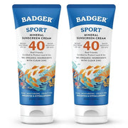 Badger Reef Safe Sunscreen, SPF 40 Sport Mineral Sunscreen, 98% Organic Sunscreen Ingredients, Broad Spectrum, Water Resis...