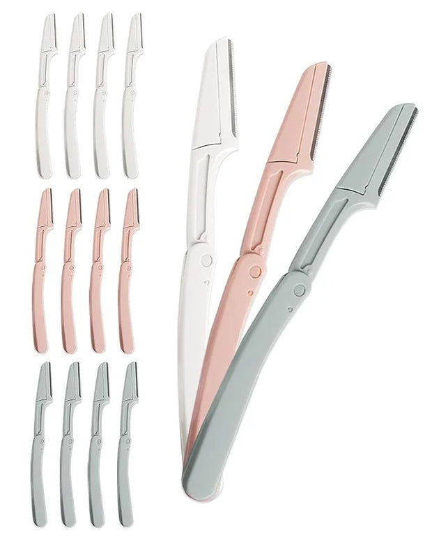 Eyebrow Razors for Women, 15 Pcs Safe Dermaplane Razor, Dermaplaning Tool for Face, Foldable Eyebrow Razor for Women and M...
