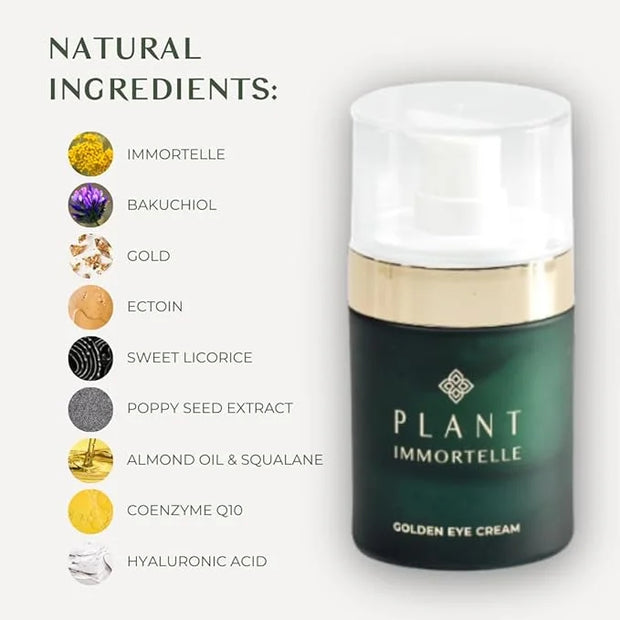 Golden Under Eye Cream - Hydrating Face Cream with Bakuchiol, Helichrysum Intensive Under Eye Renewal, Moisturizer Eye Cre...