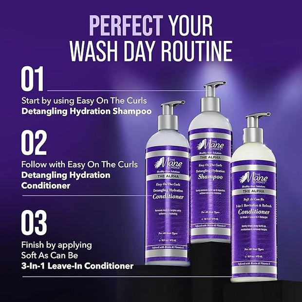 The Mane Choice The Alpha Easy On The Curls Hydration Curly Hair Conditioner, Nourishing Detangling Conditioner Enriched w...