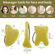 Gua Sha Facial Tool Set, Green Jade Stone Face Massager for Sculpting, Anti-Aging Skin Care Tools with Amethyst Facial Rol...