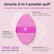 Real Techniques Miracle 2-In-1 Powder Puff 4 Pack, Dual-Sided, Full Size Makeup Blending Puff, Reversible Elastic Band, Ma...