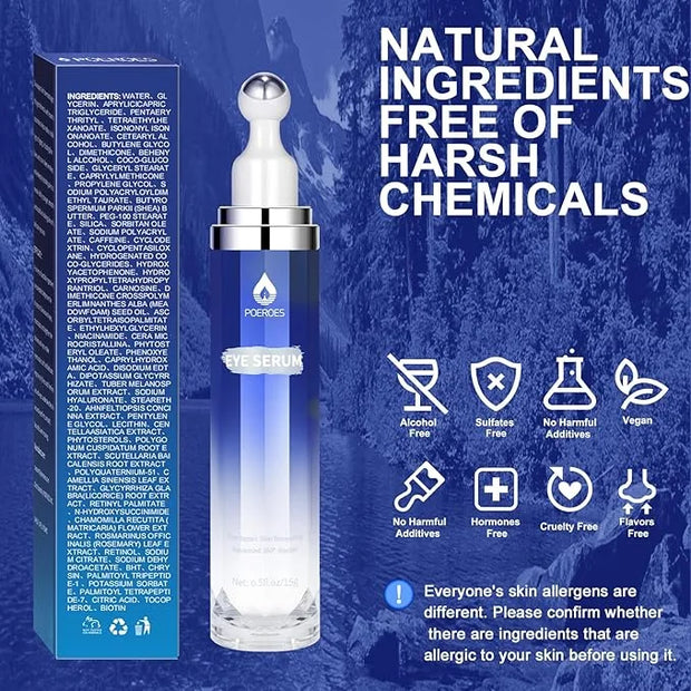 Eye Serum with 8% Caffeine 8% Retinol Hyaluronic Acid Niacinamide peptides for Puffy Bags Fine Lines Dark Circles Wrinkles...