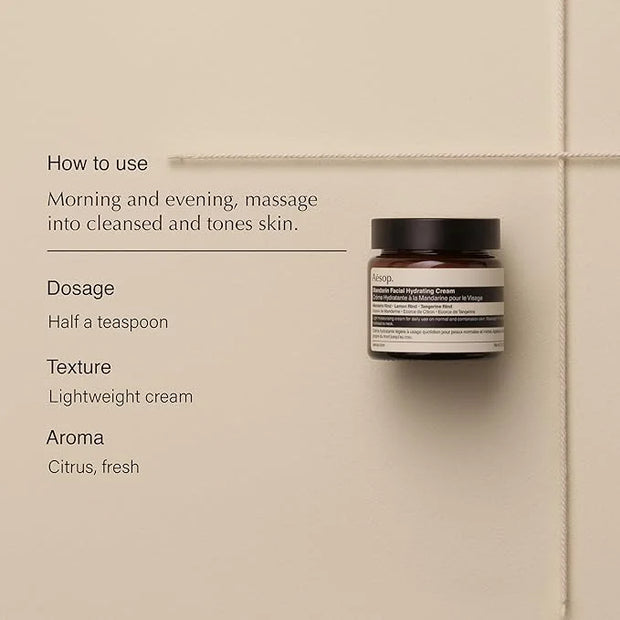 Aesop Mandarin Facial Hydrating Cream | Cools, Tones, and Balances Normal And Combination Skin | Mandarin Rind, Lemon Rind...