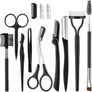 KINGMAS 9 in 1 Eyebrow Kit, Face Razors, Facial Trimmer Shaver, Eyelash Comb, Angled Brush, Grooming Scissors, Tweezers fo...