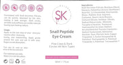 Snail Peptide Eye Cream with 73.7% Snail Mucin and Niacinamide- Brightening Korean Night Cream for Fine Lines and Dark Cir...