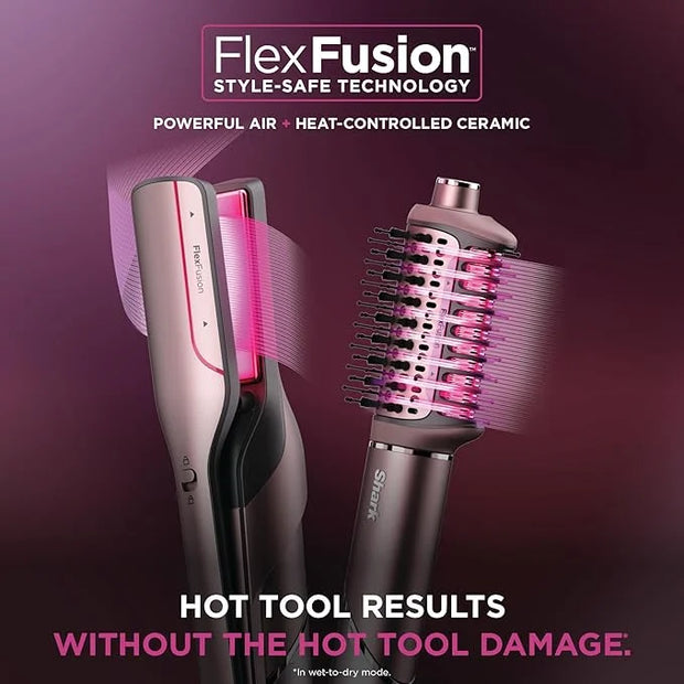 Shark FlexFusion Hair Straightener & Powerful Hair Dryer with Diffuser, Fusion Hair Brush, Ceramic Air Styler with Auto-Wr...