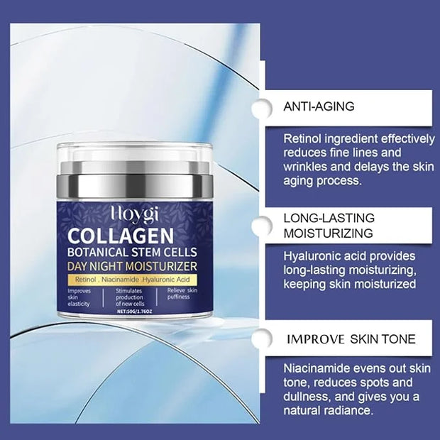 Collagen Face Moisturizer with Airless Pump - Collagen Botanical Stem Cells Cream for Skin with Retinol, Niacinamide, Hyal...