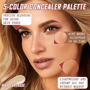 5 Colors Correcting Concealer Palette,Waterproof Long Lasting Cream