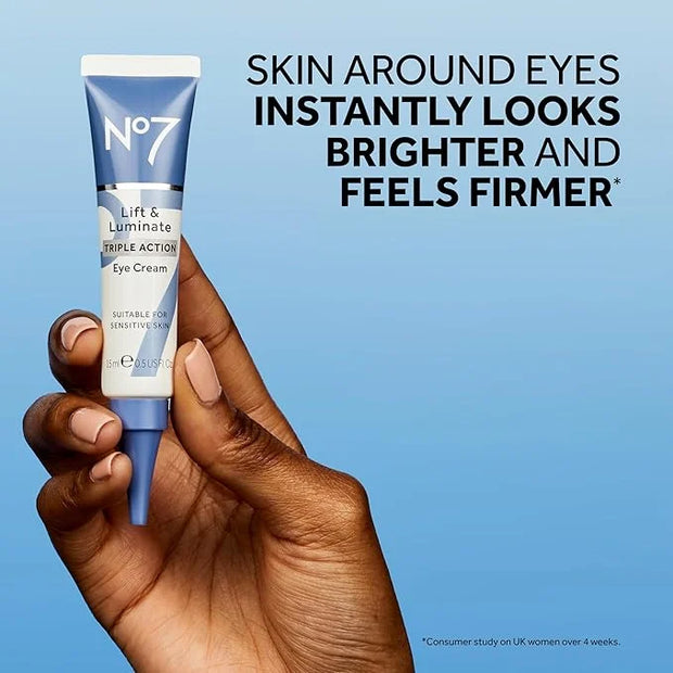 No7 Lift & Luminate Triple Action Eye Cream - Anti-Aging Under Eye Cream for Dark Circles, Puffiness & Wrinkles - Formulat...