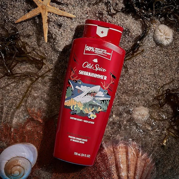 Old Spice Cleansing Body Wash for Men, 3X Defense, 24/7 Shower Fresh with Lasting Scent, 2-in-1 Body & Face Wash, Sharkham...
