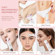 Electric Razor Shavers for Women 5 in 1 Electric Shaver for Women,Cordless Replaceable Facial Eyebrow Razors & Nose Hair T...
