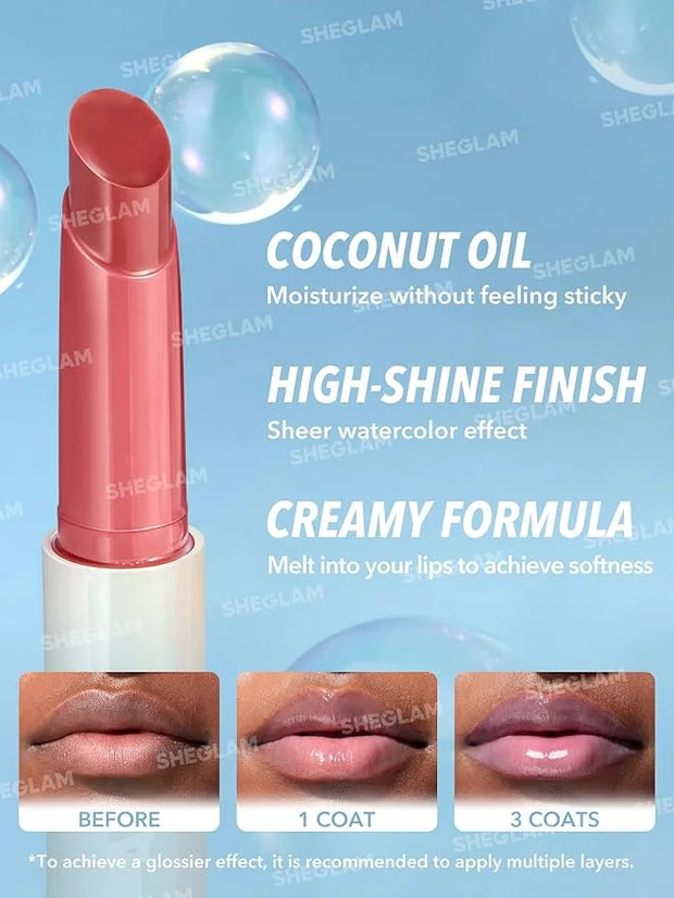 SHEGLAM PoutPerfect Moisturizing Solid Lip Gloss Non Sticky Lipstick with Coconut Oil - Makin' Me Blush - Product Image