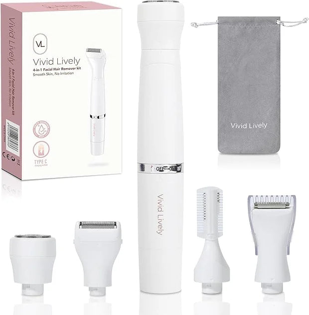4-in1 Facial Hair Removal for Women, Painless Electric Face Shaver, USB Rechargeable, Ease of Use, Portable - Product Image