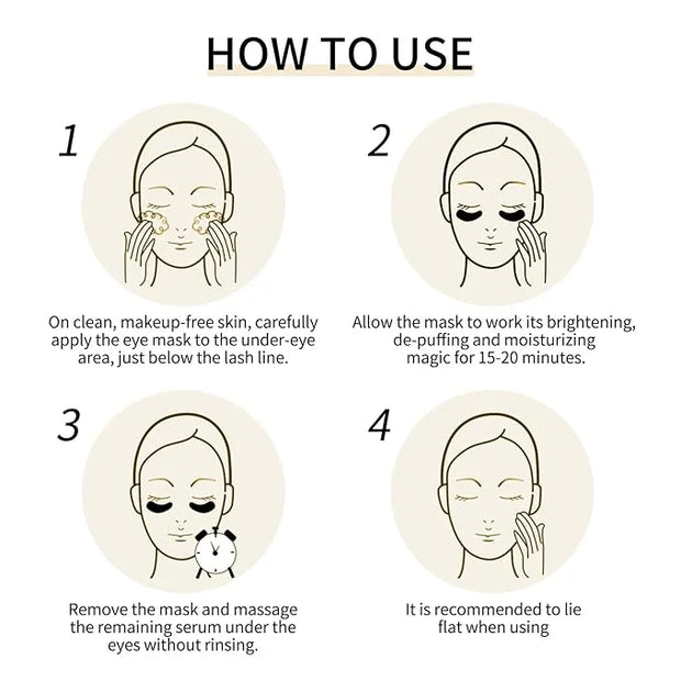 TUNBOT Under Eye Patches-24k Gold Eye Mask Pads - 60 Pieces, Collagen Hyaluronic Acid Eye Mask, Anti-Aging, Reduce Dark Ci...