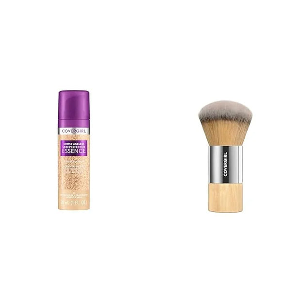 CoverGirl Simply Ageless Light-Neutral Liquid Foundation Bundle with Blending Brush, Skincare Makeup with Bakuchiol & Acid...