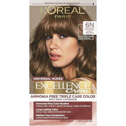 L’Oreal Paris Excellence Universal Nudes Permanent Hair Color, Ammonia Free Hair Dye for Gray Hair Coverage, 6N Natural Li...