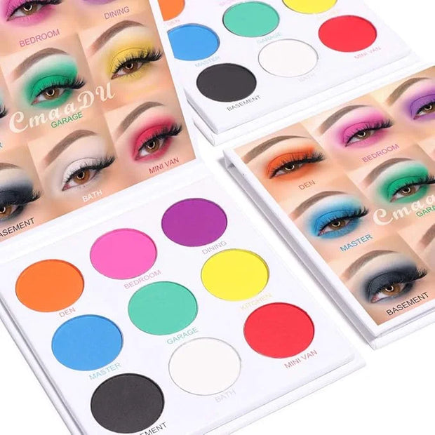 Rainbow Eyeshadow Palette - 9 Colors, High Pigmented, Bright Neon, Waterproof & Natural Finish - Product Image