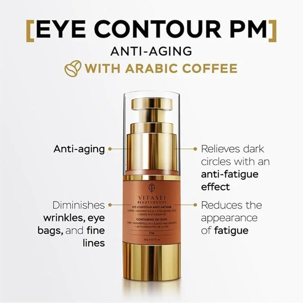 Moisturizing Night Serum w/Hyaluronic Acid, Cucumber, Grape & Coffee Extract for Dark Circles, Puffiness & Bags - Under Ey...