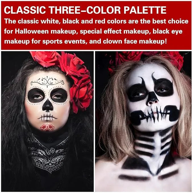 3 Colors Black White Red Face Body Paint