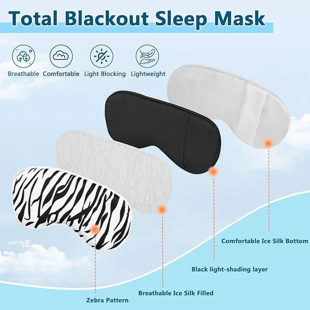 Sleep mask w/Cooling Gel Eye Mask, Heated Eye Mask for Sleeping, Reusable Ice Silk Stain Eye Cover Sleeping Mask for Trave...