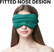 Silk Satin Sleeping Eye Mask, Dark Green Sleep Eye Mask Night Blindfold for Women and Men, Soft Breathable Blackout Eyesha...