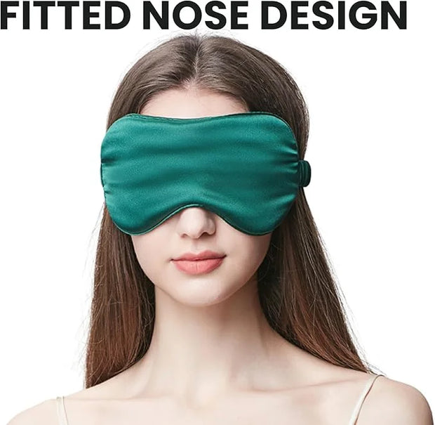 Silk Satin Sleeping Eye Mask, Dark Green Sleep Eye Mask Night Blindfold for Women and Men, Soft Breathable Blackout Eyesha...