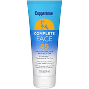 Coppertone Complete Face Sunscreen Lotion SPF 45, Weightless and Oil-Free, Water Resistant Sunscreen with Proven UVA/UVB P...