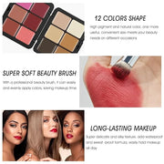 12 Colors Cream [Blush Contour Concealer] Makeup Palette for Cheeks - All in One Makeup Palette Kit with Brush, Natural Ma...