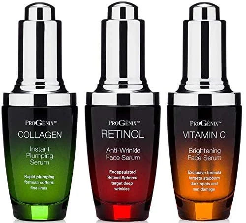 Professional Skin Care Set. Anti-aging Serum Set Contains Collagen Serum, Retinol Serum, Vitamin C Serum. Helps W/Appearan...