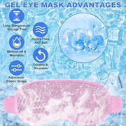 candyfouse 2Pack Cold Cooling Eye Mask, Reusable Hot Colder Therapy Gel Bead with Plush Backing for Puffiness Migraine Str...