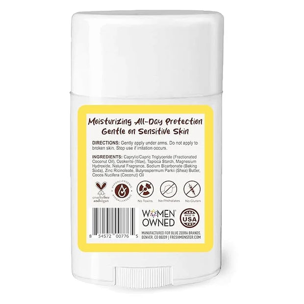 FRESH MONSTER Deodorant for Kids & Teens, Coconut-Lemon Scent, No Aluminum, No Parabens, Vegan, 24-Hour Protection, Coconu...