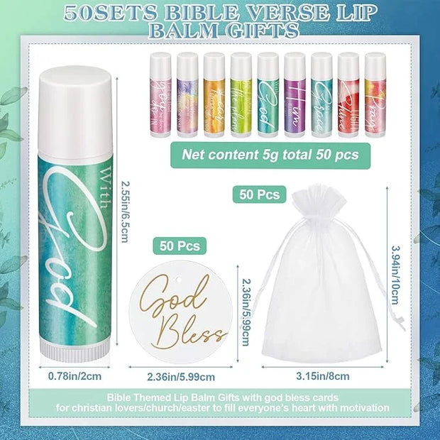 Fumete 50 Sets Christian Lip Balms Gifts