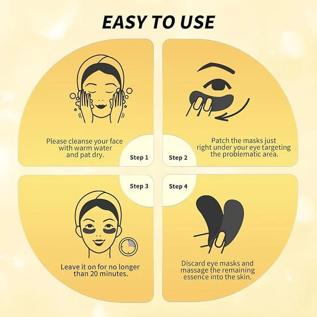 Under Eye Patches(24 Pairs), 24K Gold, Caffeine, Retinol Eye Masks for Puffy Eyes, Wrinkles, Dark Circles, Undereye Bags T...